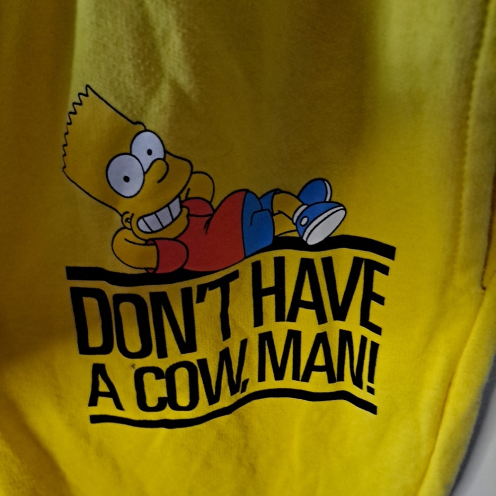 The Simpsons Yellow Bart Don’t Have A Cow Man Sweatpants Size L